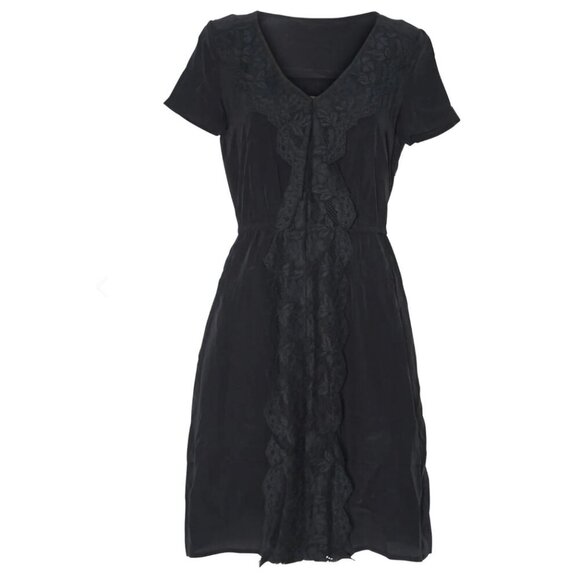 Marc Jacobs Black Silk Slip Mini Dress Lace Trim - Picture 3 of 6